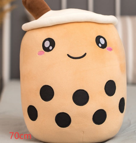 Cute Fruit Drink Plush Stuffed Soft Strawberry Milk Tea Plush Boba Tea Cup Toy