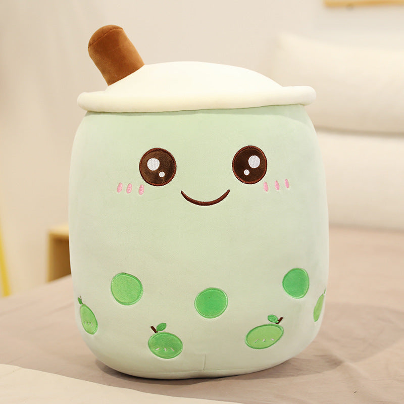 Cute Fruit Drink Plush Stuffed Soft Strawberry Milk Tea Plush Boba Tea Cup Toy