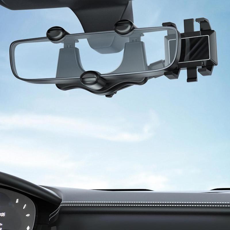 Rearview Mirror Phone Holder For Cars Multifunctional 360 Rear View Mirror