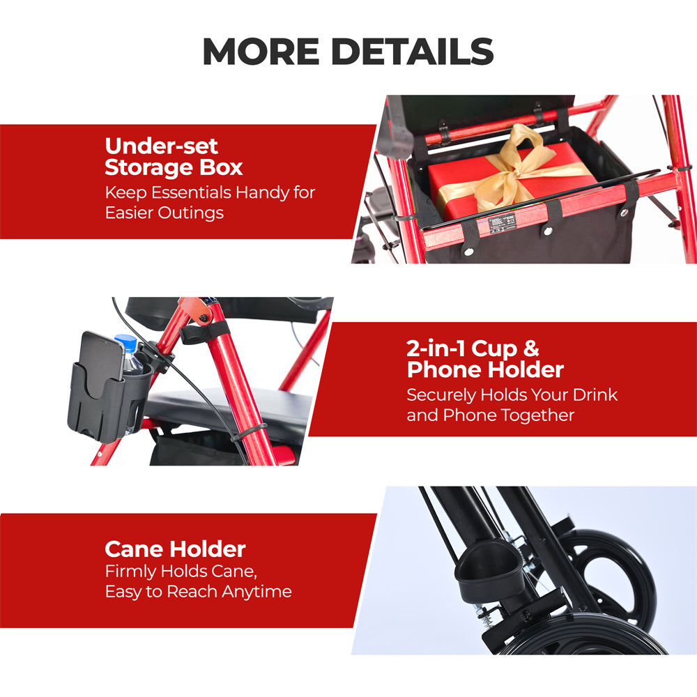 2in1 Foldable Mobility Aid Rollator Wheelchair Converter With Footrest