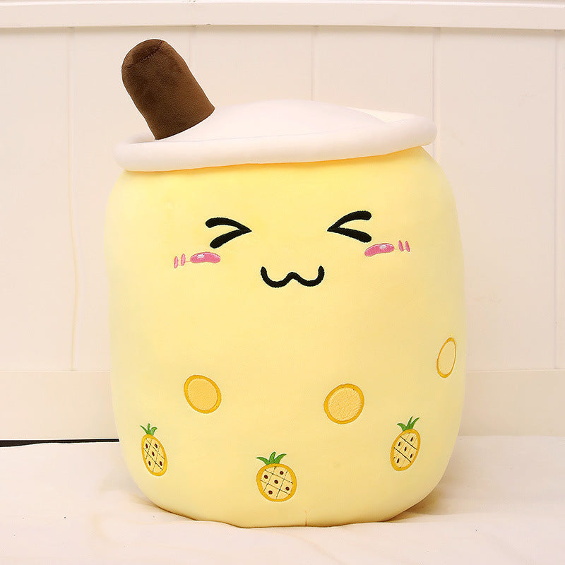 Cute Fruit Drink Plush Stuffed Soft Strawberry Milk Tea Plush Boba Tea Cup Toy