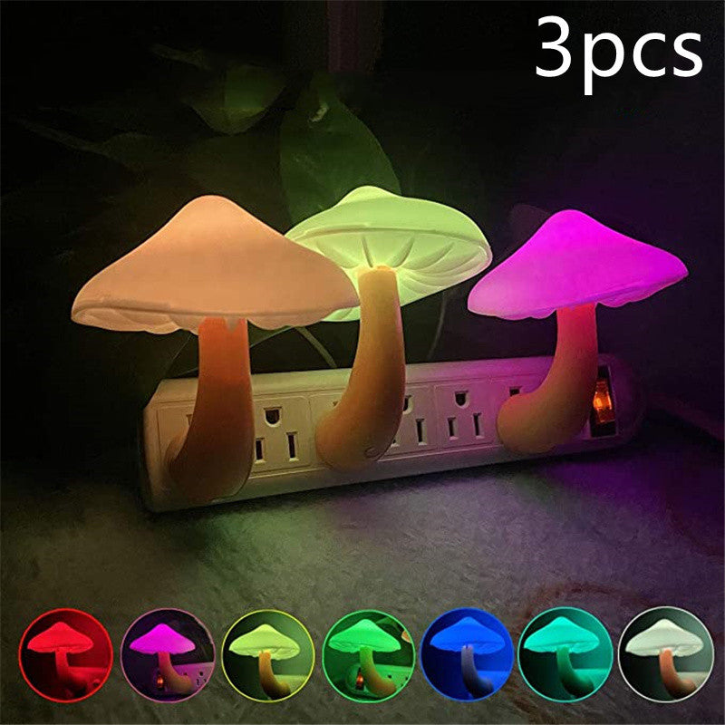 LED Night Light Mushroom Wall Socket Lamp Plug