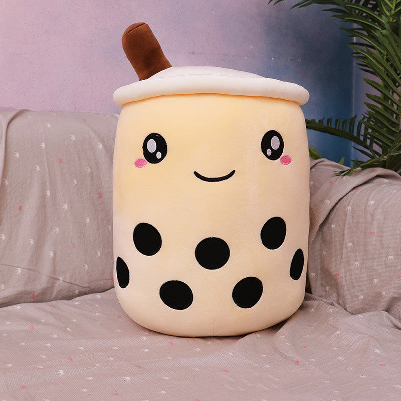Cute Fruit Drink Plush Stuffed Soft Strawberry Milk Tea Plush Boba Tea Cup Toy