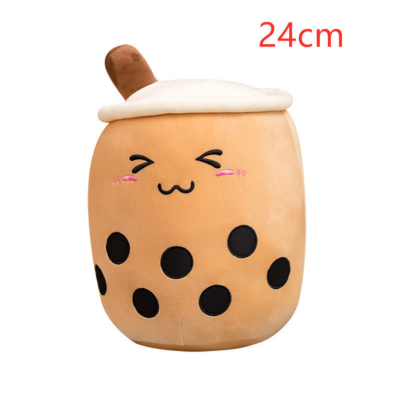 Cute Fruit Drink Plush Stuffed Soft Strawberry Milk Tea Plush Boba Tea Cup Toy