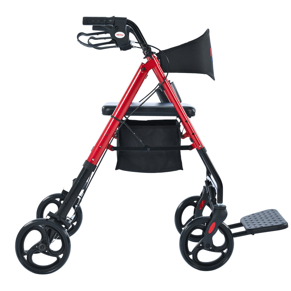 2in1 Foldable Mobility Aid Rollator Wheelchair Converter With Footrest