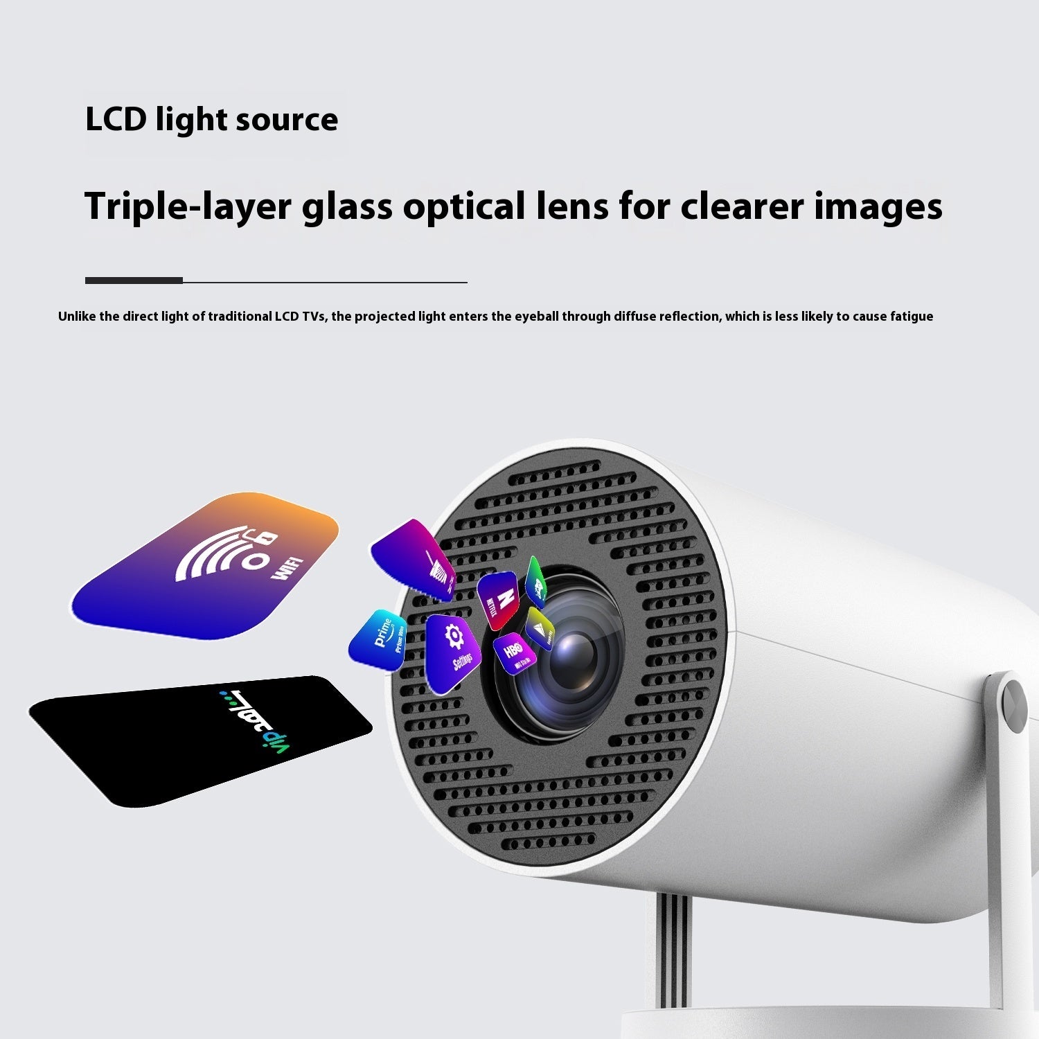 Portable Projector For Home Use 180 Degrees Angle Automatic Focus Home Video Projector
