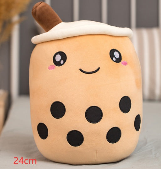 Cute Fruit Drink Plush Stuffed Soft Strawberry Milk Tea Plush Boba Tea Cup Toy