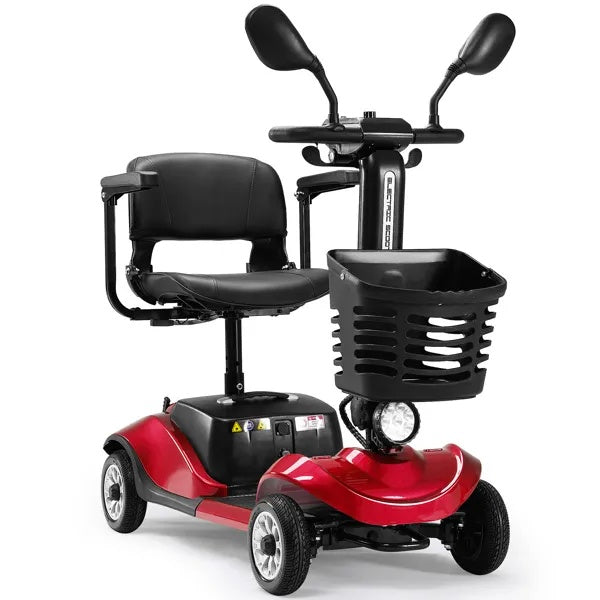 Electric Mobility Scooter With Light And Basket - Compact 4-Wheel Travel Wheelchair For Easy Mobility