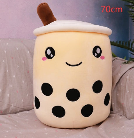 Cute Fruit Drink Plush Stuffed Soft Strawberry Milk Tea Plush Boba Tea Cup Toy