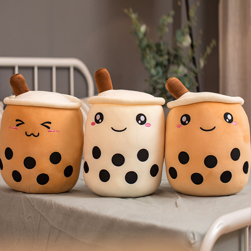 Cute Fruit Drink Plush Stuffed Soft Strawberry Milk Tea Plush Boba Tea Cup Toy