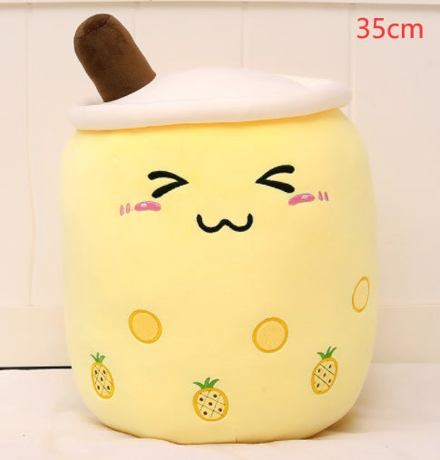 Cute Fruit Drink Plush Stuffed Soft Strawberry Milk Tea Plush Boba Tea Cup Toy