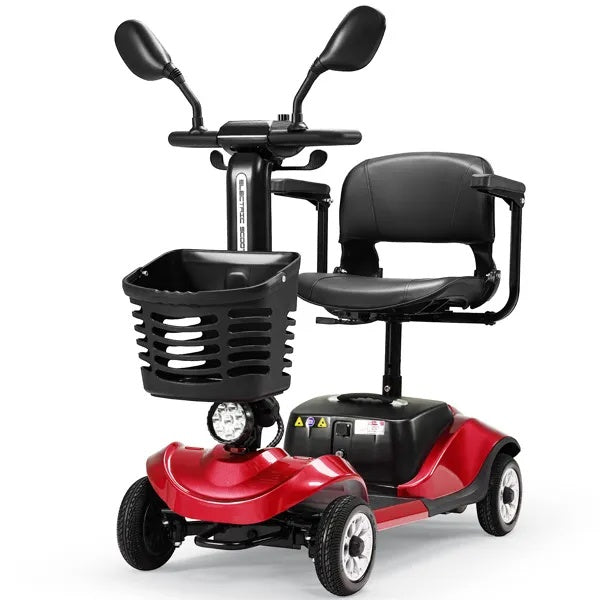 Electric Mobility Scooter With Light And Basket - Compact 4-Wheel Travel Wheelchair For Easy Mobility