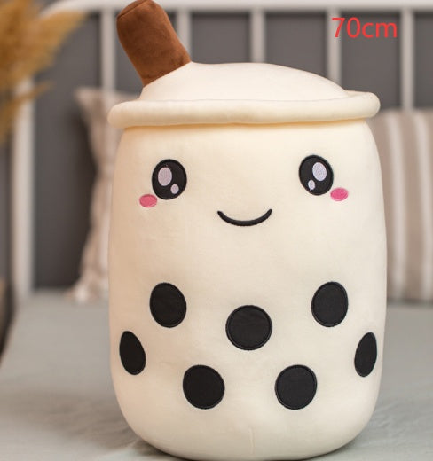 Cute Fruit Drink Plush Stuffed Soft Strawberry Milk Tea Plush Boba Tea Cup Toy