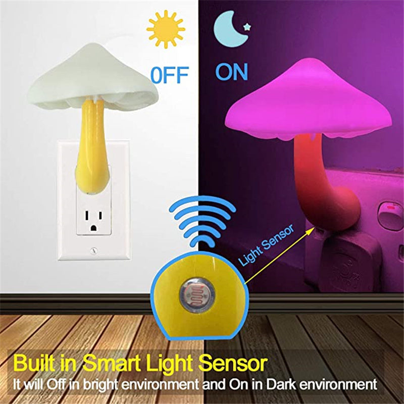 LED Night Light Mushroom Wall Socket Lamp Plug