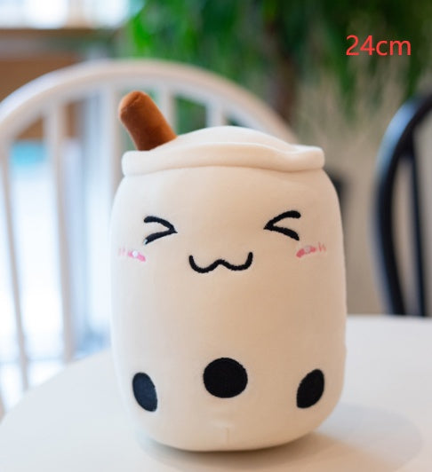 Cute Fruit Drink Plush Stuffed Soft Strawberry Milk Tea Plush Boba Tea Cup Toy