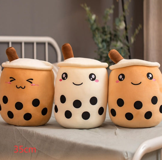 Cute Fruit Drink Plush Stuffed Soft Strawberry Milk Tea Plush Boba Tea Cup Toy