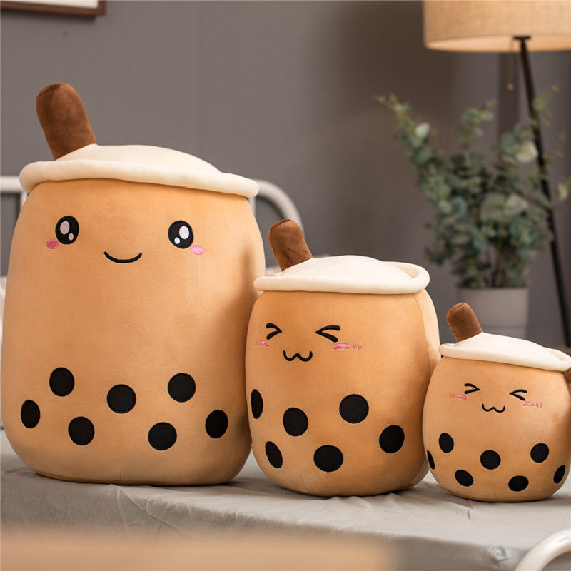 Cute Fruit Drink Plush Stuffed Soft Strawberry Milk Tea Plush Boba Tea Cup Toy