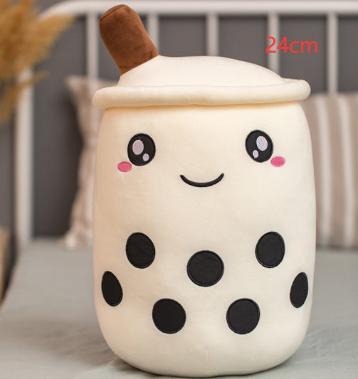 Cute Fruit Drink Plush Stuffed Soft Strawberry Milk Tea Plush Boba Tea Cup Toy