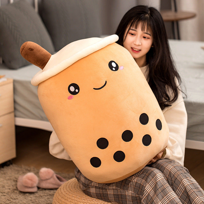 Cute Fruit Drink Plush Stuffed Soft Strawberry Milk Tea Plush Boba Tea Cup Toy