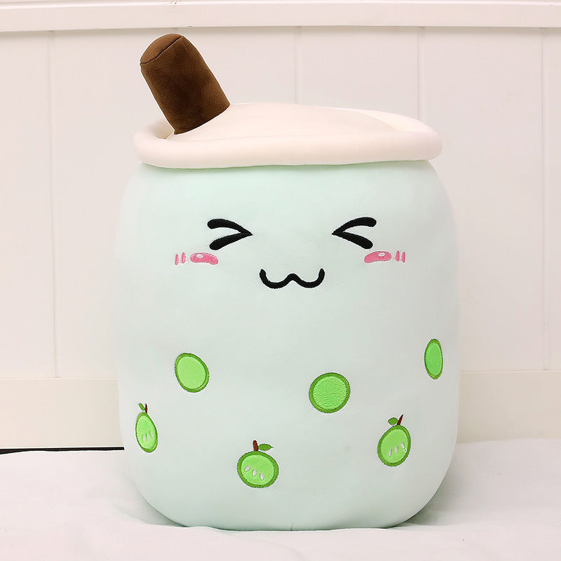 Cute Fruit Drink Plush Stuffed Soft Strawberry Milk Tea Plush Boba Tea Cup Toy