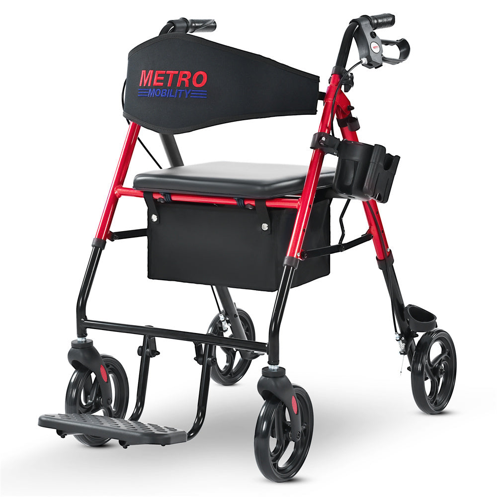 2in1 Foldable Mobility Aid Rollator Wheelchair Converter With Footrest