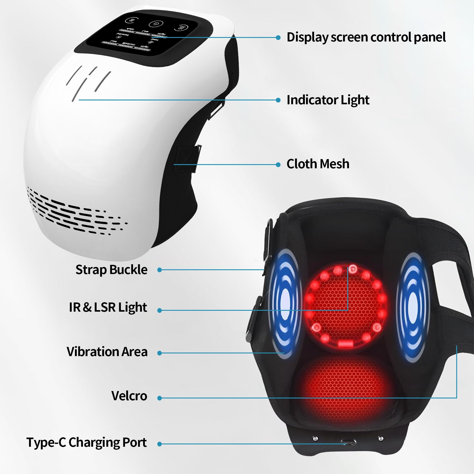 Intelligent Home Use Electric Heating Knee Massager Rechargeable Pain Relief Infrared Laser Vibration