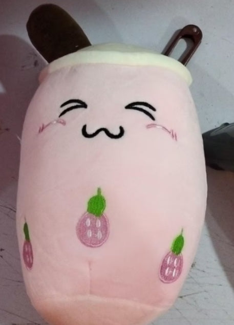 Cute Fruit Drink Plush Stuffed Soft Strawberry Milk Tea Plush Boba Tea Cup Toy