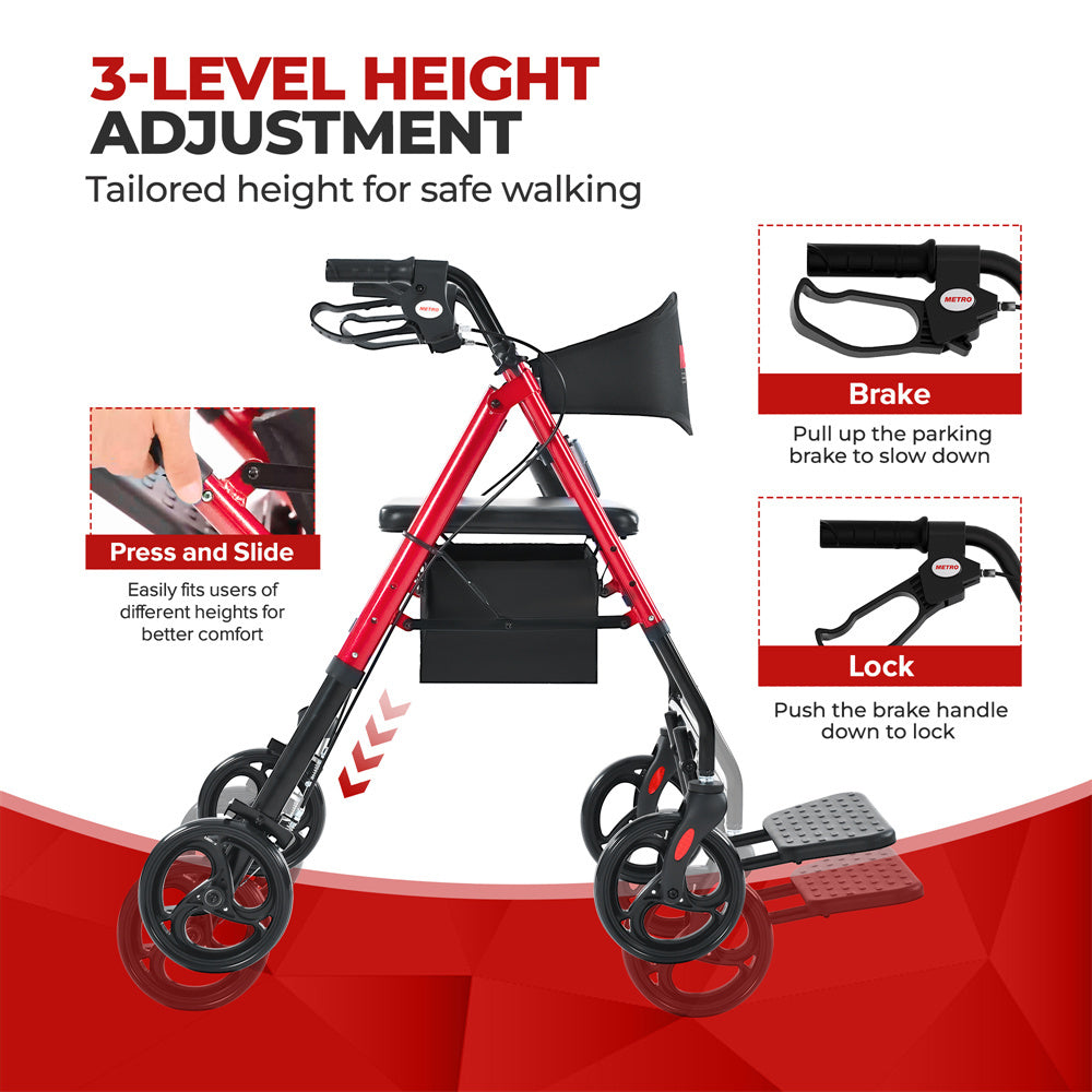 2in1 Foldable Mobility Aid Rollator Wheelchair Converter With Footrest