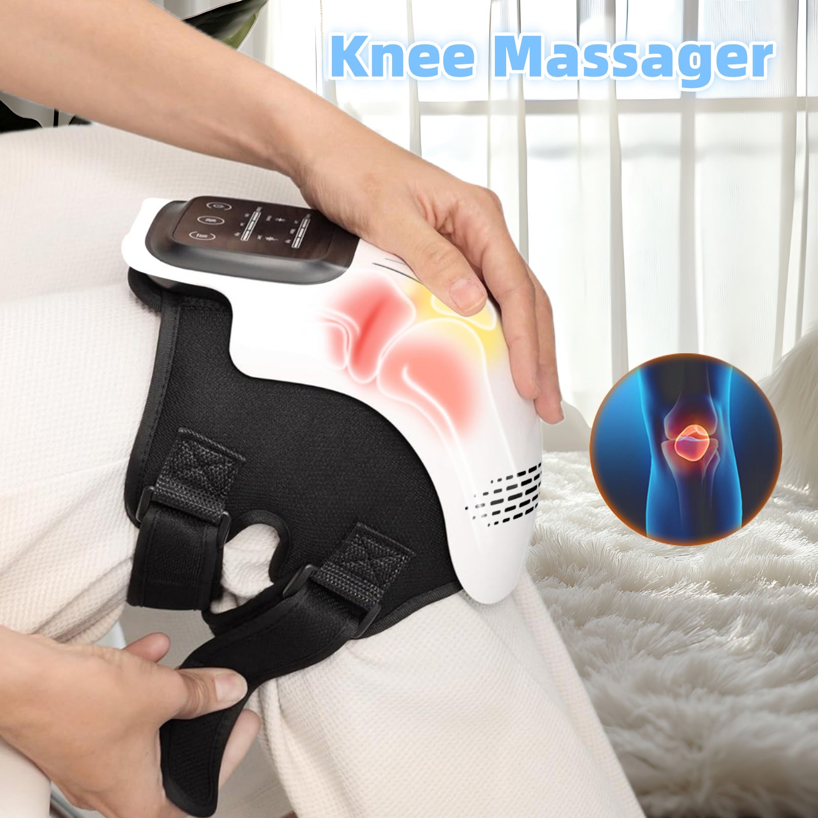 Intelligent Home Use Electric Heating Knee Massager Rechargeable Pain Relief Infrared Laser Vibration