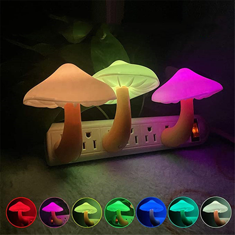 LED Night Light Mushroom Wall Socket Lamp Plug