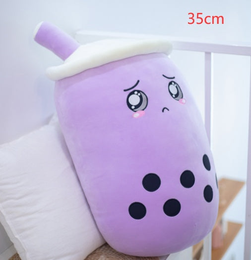 Cute Fruit Drink Plush Stuffed Soft Strawberry Milk Tea Plush Boba Tea Cup Toy