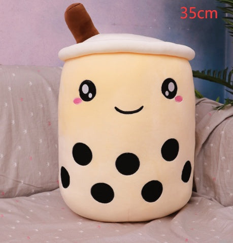 Cute Fruit Drink Plush Stuffed Soft Strawberry Milk Tea Plush Boba Tea Cup Toy