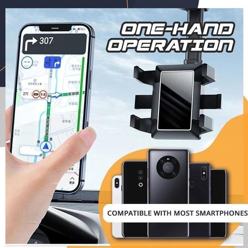 Rearview Mirror Phone Holder For Cars Multifunctional 360 Rear View Mirror