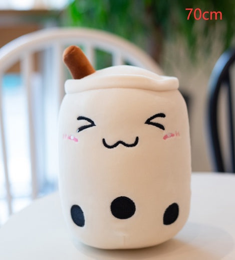Cute Fruit Drink Plush Stuffed Soft Strawberry Milk Tea Plush Boba Tea Cup Toy