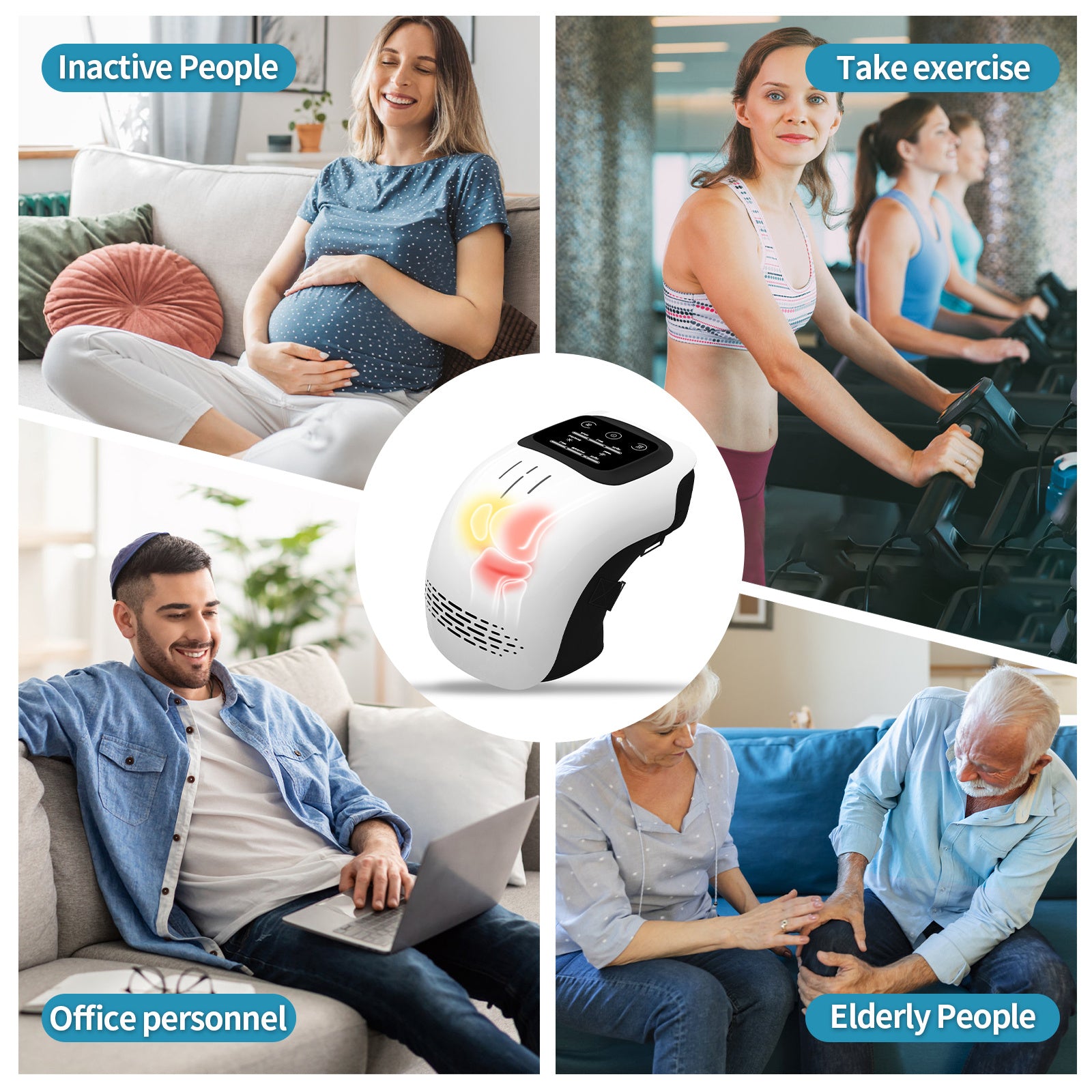 Intelligent Home Use Electric Heating Knee Massager Rechargeable Pain Relief Infrared Laser Vibration