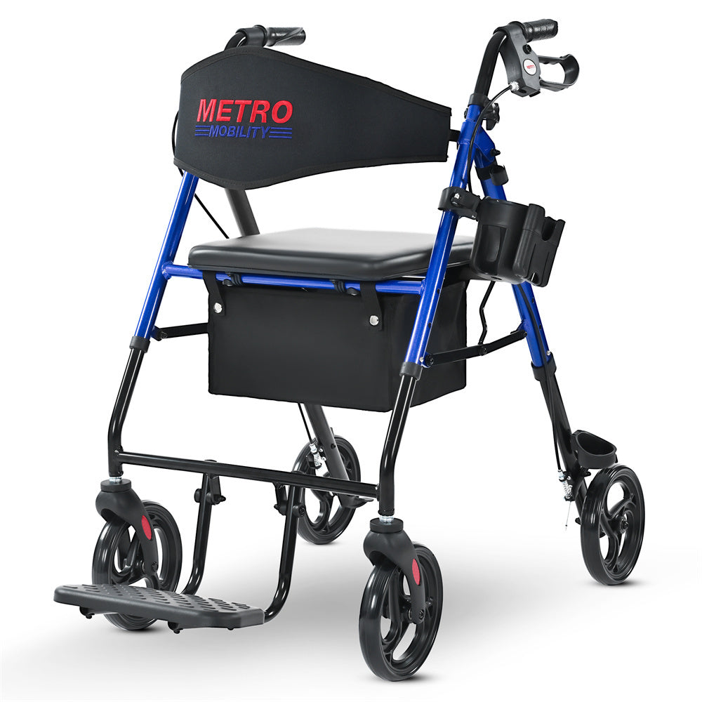 2in1 Foldable Mobility Aid Rollator Wheelchair Converter With Footrest