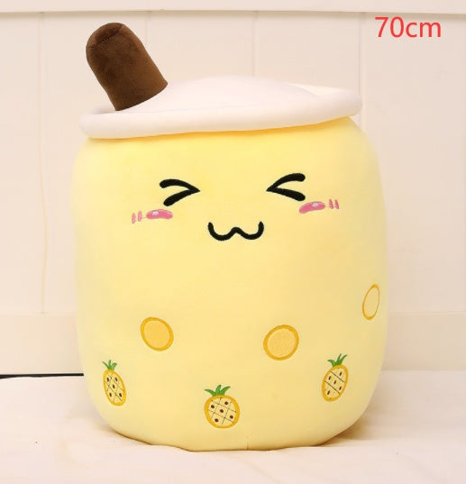 Cute Fruit Drink Plush Stuffed Soft Strawberry Milk Tea Plush Boba Tea Cup Toy