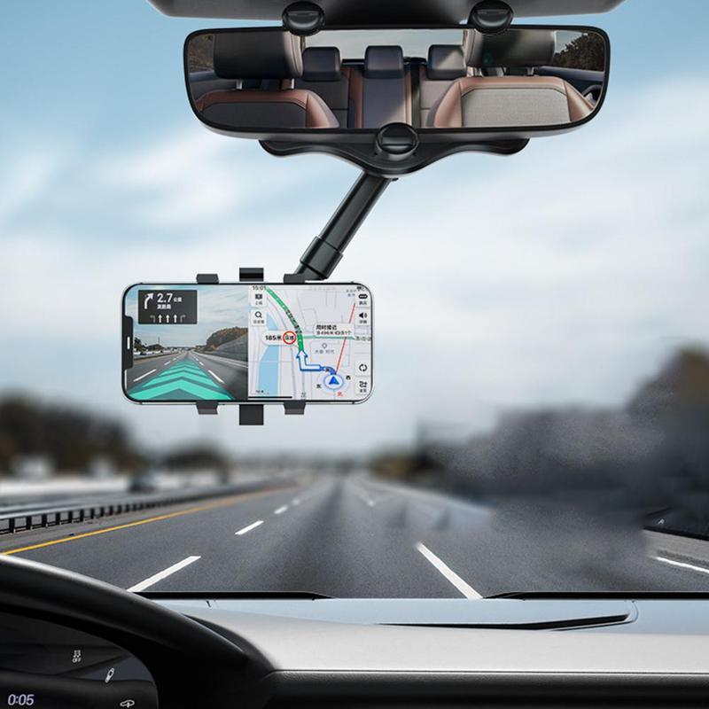 Rearview Mirror Phone Holder For Cars Multifunctional 360 Rear View Mirror