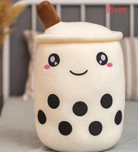 Cute Fruit Drink Plush Stuffed Soft Strawberry Milk Tea Plush Boba Tea Cup Toy