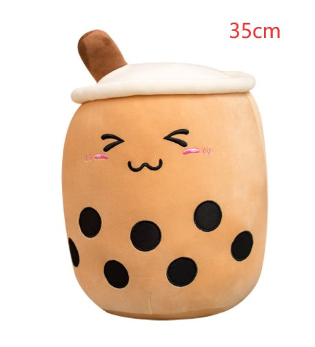Cute Fruit Drink Plush Stuffed Soft Strawberry Milk Tea Plush Boba Tea Cup Toy