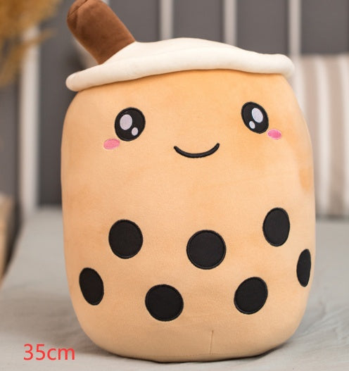 Cute Fruit Drink Plush Stuffed Soft Strawberry Milk Tea Plush Boba Tea Cup Toy