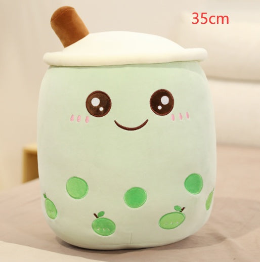 Cute Fruit Drink Plush Stuffed Soft Strawberry Milk Tea Plush Boba Tea Cup Toy
