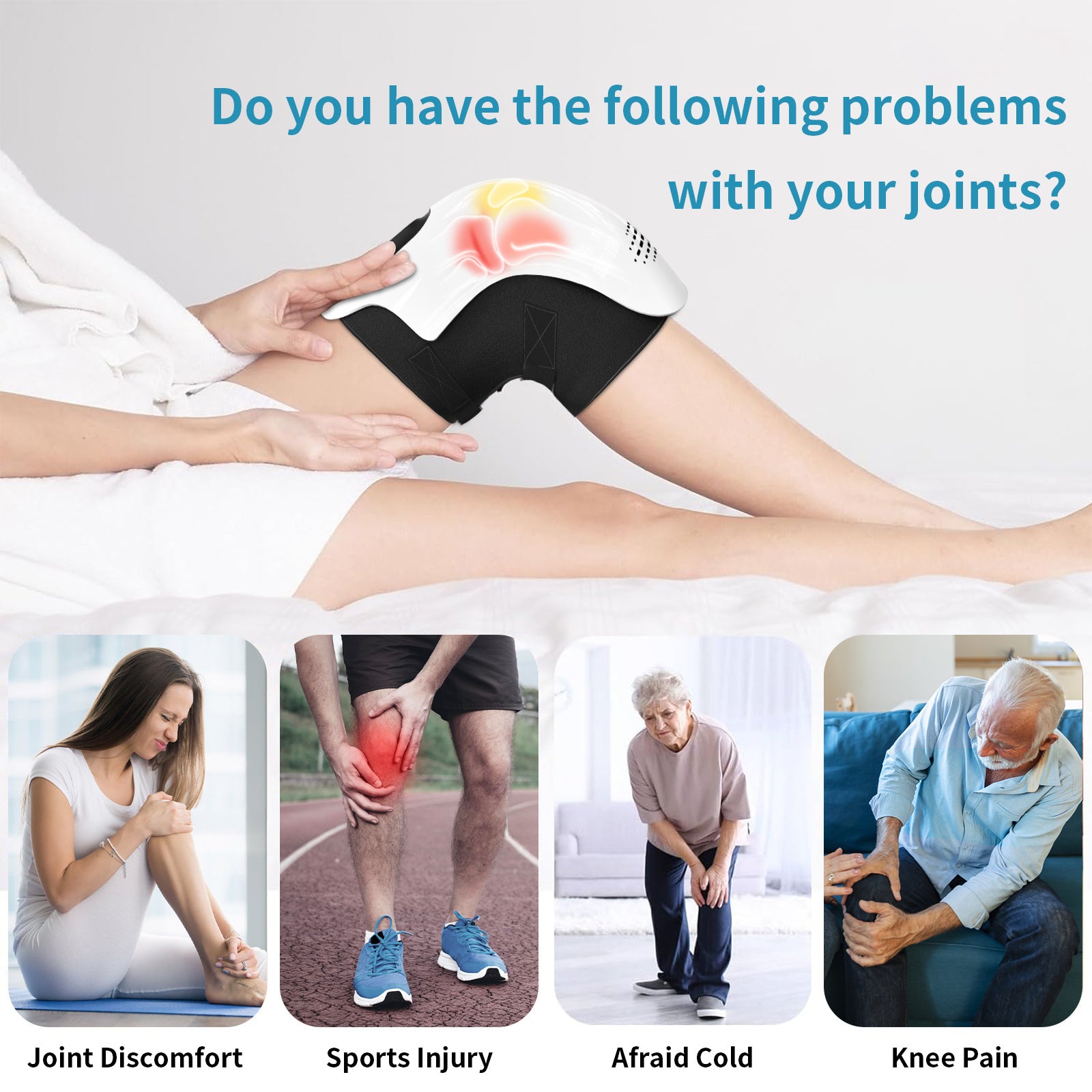 Intelligent Home Use Electric Heating Knee Massager Rechargeable Pain Relief Infrared Laser Vibration