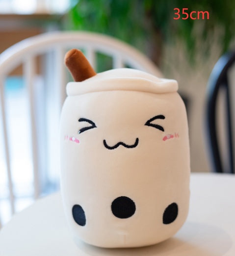 Cute Fruit Drink Plush Stuffed Soft Strawberry Milk Tea Plush Boba Tea Cup Toy