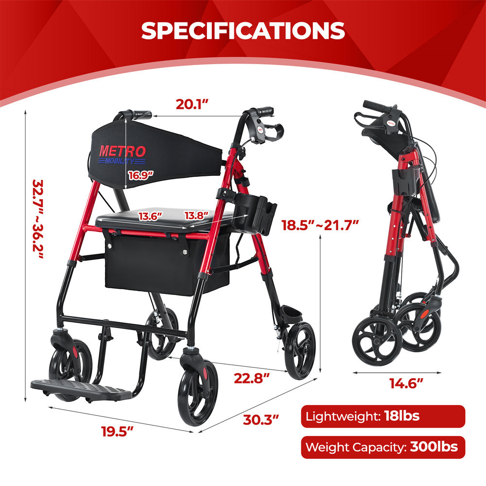 2in1 Foldable Mobility Aid Rollator Wheelchair Converter With Footrest